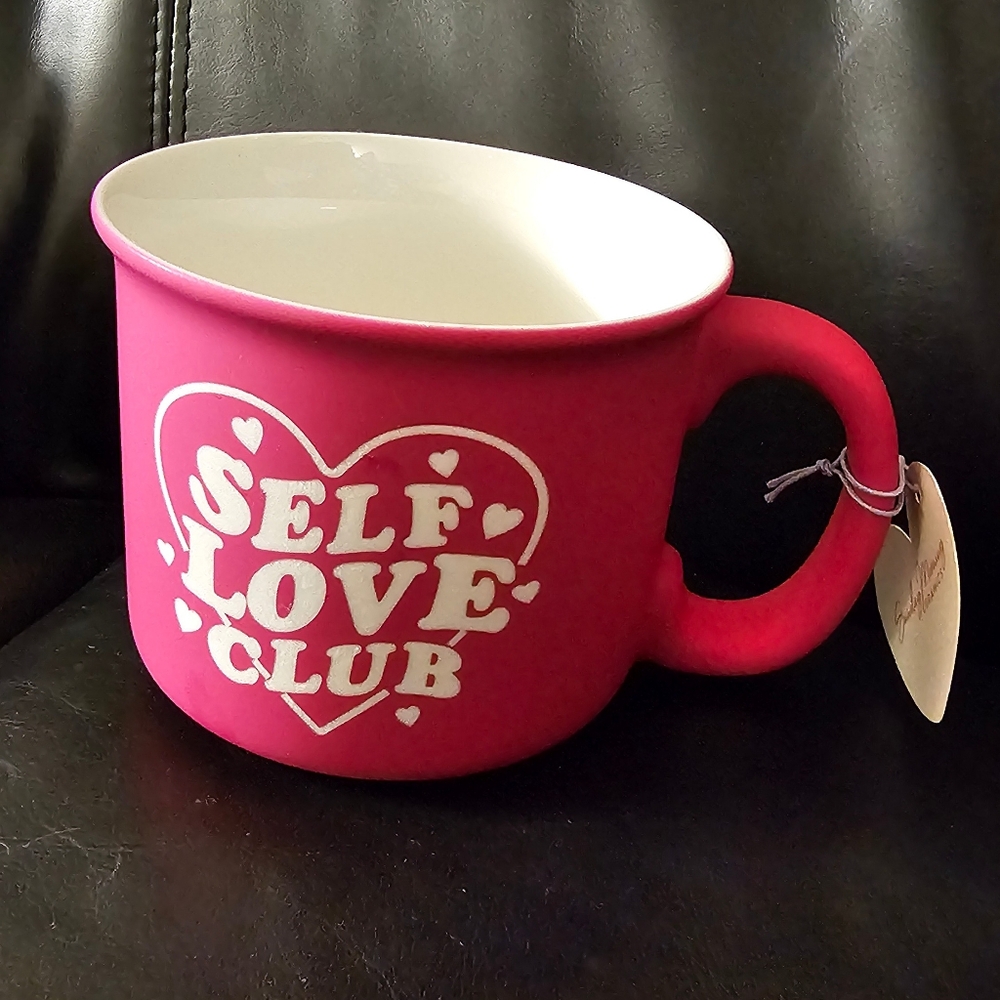 Self Love Club Hot Pink Soft Touch Mug 18oz Size New With Tags